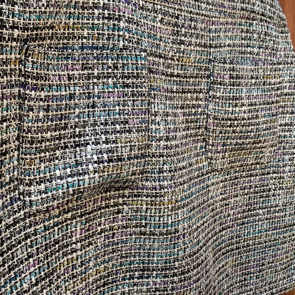 LOFT Tweed Pencil Skirt Multi Color Two Front Pockets Size 8 NWT - Picture 2 of 8